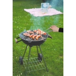 Grilio priedai: žnyplės, šakutė, stalo įrankiai, kepsninės indai