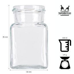 Kvadratinis stiklinis indas 150 ml