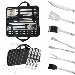 Plieninis kepsninės komplektas, priedai, kepsninės reikmenys, 22 vnt., xxl