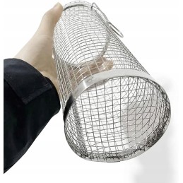 BBQ krepšelis apvalus su ilga grilio šakute 20 cm nešiojamas nerūdijančio plieno vielos tinklelis cilindrinis kepsninės krepšeli