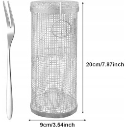 BBQ krepšelis apvalus su ilga grilio šakute 20 cm nešiojamas nerūdijančio plieno vielos tinklelis cilindrinis kepsninės krepšeli
