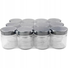 Pakuotėje 266 ml stiklainiai su tam skirtu dangteliu, 12 vnt.