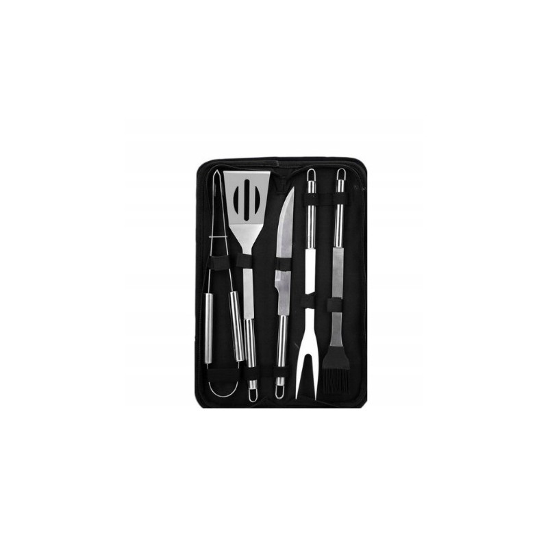 Grilio priedai, stalo įrankiai, kepsninės reikmenys, rinkinys 6 viename dėkle