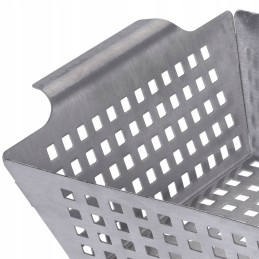 Perforuotas vaggan plieninis grotelių krepšys daržovėms, mėsai ir žuviai