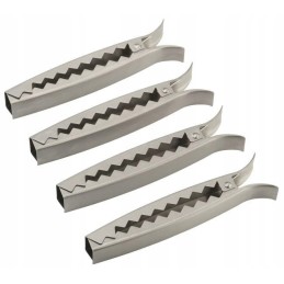 4 spaustukų rinkinys, skirtas ant grotelių keptiems produktams gaudyti.