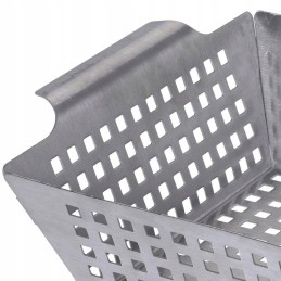 Perforuotas vaggan plieninis grotelių krepšys daržovėms, mėsai ir žuviai