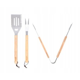 Rinkinyje 3 vnt šakutė, mentelė, žnyplės, grotelės, šepetys, valymas ir kt