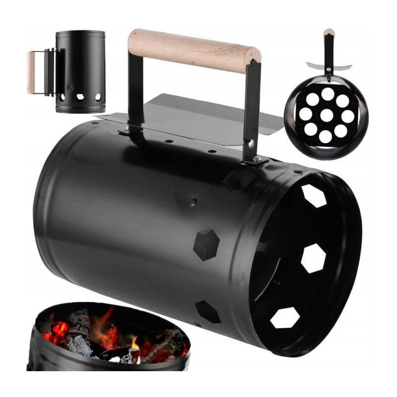 Ugnies užvedimas griliui, anglies briketinis kaminas