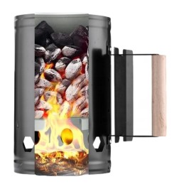 Ugnies užvedimas griliui, anglies briketinis kaminas