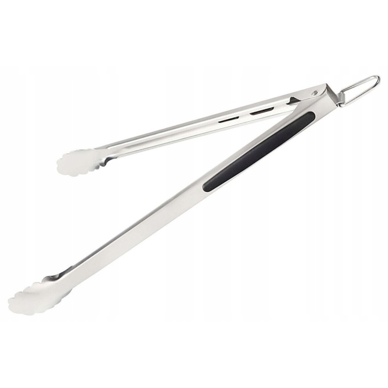 Metalinės grilio žnyplės 41cm plieninės kiaulienos kotletų kepimui