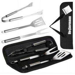 Plieninis kepsninės komplektas, priedai, dėklas, žnyplės, mentelė, šakutė