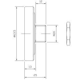 Mechaninis bimetalinis termometras, Nr.: tpm05.m20