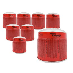 Dujų kasetė su sriegiu, kasetė kempingo viryklei, dujinis degiklis 190g x8, lenkiškas prekės ženklas Alpen Camping.