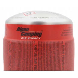 Dujų kasetė su sriegiu, kasetė kempingo viryklei, dujinis degiklis 190g x8, lenkiškas prekės ženklas Alpen Camping.