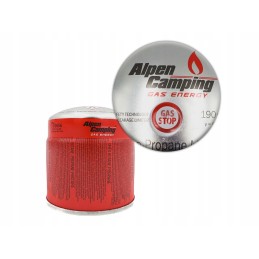 Dujų kasetė su sriegiu, kasetė kempingo viryklei, dujinis degiklis 190g x8, lenkiškas prekės ženklas Alpen Camping.
