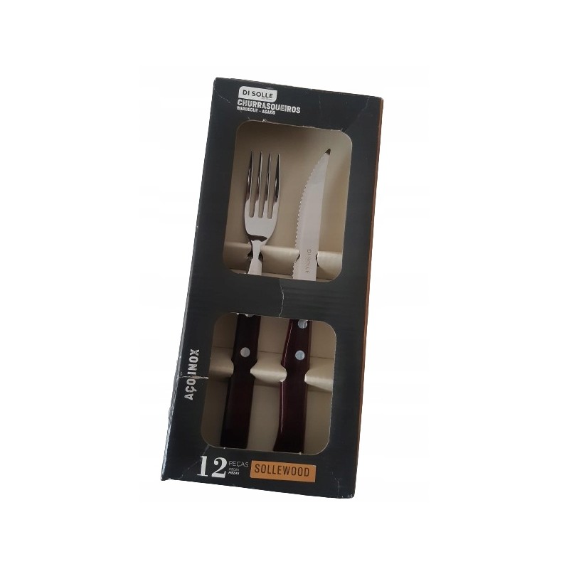 12 di solle sollewood peilių ir šakių rinkinys