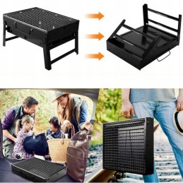 Folding tourist grill suitcase portable garden charcoal with handle