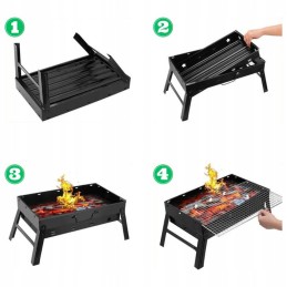 Folding tourist grill suitcase portable garden charcoal with handle