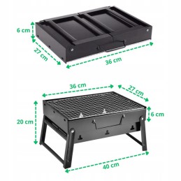 Folding tourist grill suitcase portable garden charcoal with handle