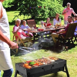 Folding tourist grill suitcase portable garden charcoal with handle