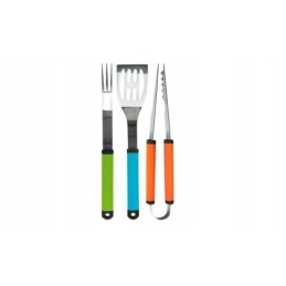 Grilio stalo įrankių rinkinys, šakutė, mentelė ir žnyplės