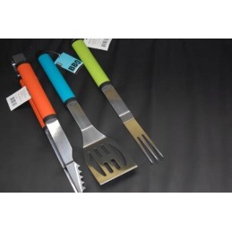 Grilio stalo įrankių rinkinys, šakutė, mentelė ir žnyplės