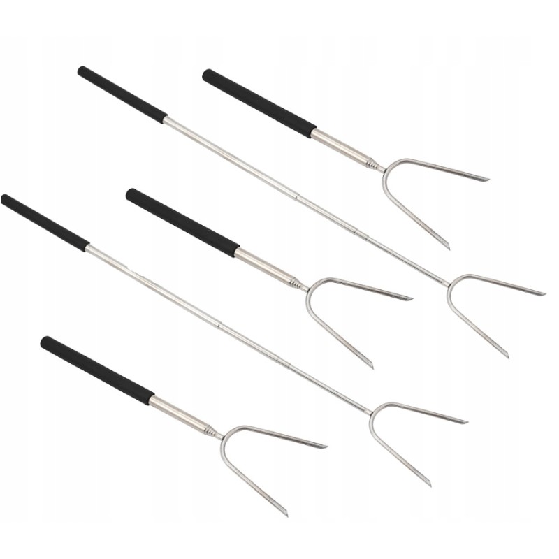 Šakės, lazdos, teleskopinės šakutės kepsninei, nerūdijantis plienas, rinkinyje 5 vnt.