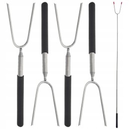 4x lazdos šakutė laužui kielbasa teleskopinė šakutė