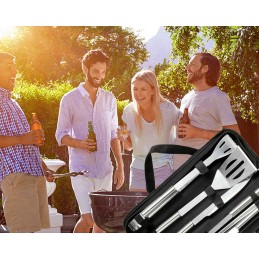 nerūdijančio plieno kepimo indų rinkinys praktiškame užtrauktuku užsegamame dėkle