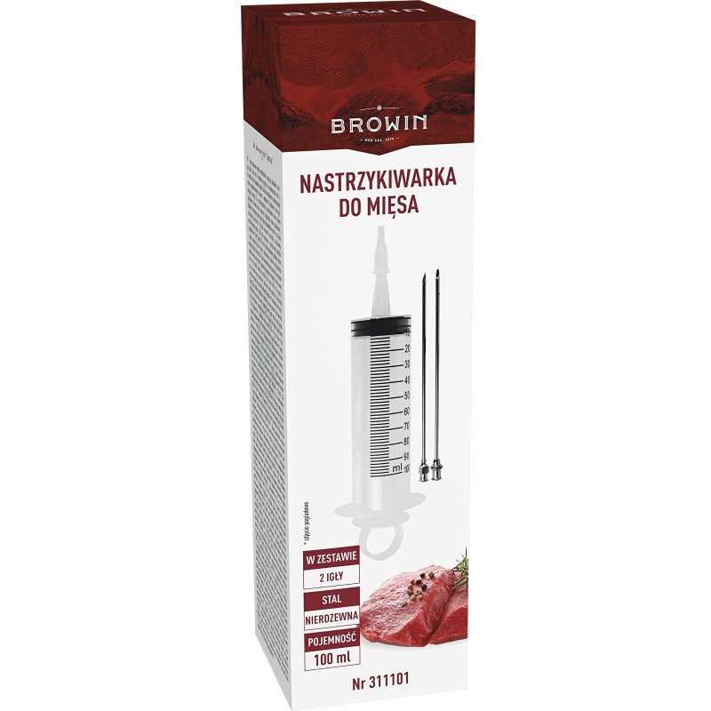 Mėsos purkštukas, 2 plieninės adatos, 100 ml