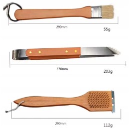 Grilio reikmenų rinkinys su medine rankena ir patogiu dovanų dėklu