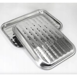 Daugkartinio naudojimo nerūdijančio plieno stačiakampio formos grilio padėklas, 2 vnt