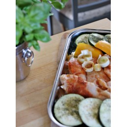 Daugkartinio naudojimo nerūdijančio plieno stačiakampio formos grilio padėklas, 2 vnt