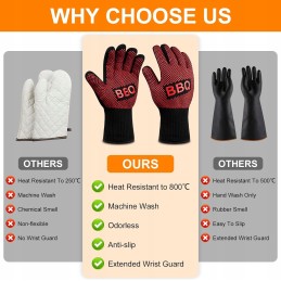 Apsauginės pirštinės kepsninės pirštinės karščiui atsparios 800°C x2