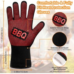 Apsauginės pirštinės kepsninės pirštinės karščiui atsparios 800°C x2