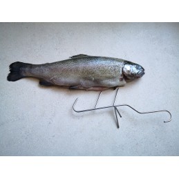 Trigubi žuvies rūkymo kabliukai su barstytuvu, ilgas inox 21cm, storis 3mm, rinkinyje 10 vnt.