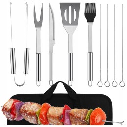 nerūdijančio plieno kepimo indų rinkinys praktiškame užtrauktuku užsegamame dėkle