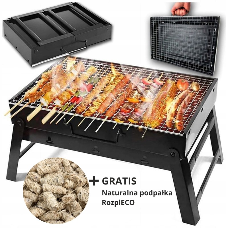 Sulankstoma turistinė kepsninė, lagaminas + nemokamas natūralus kūrenimas