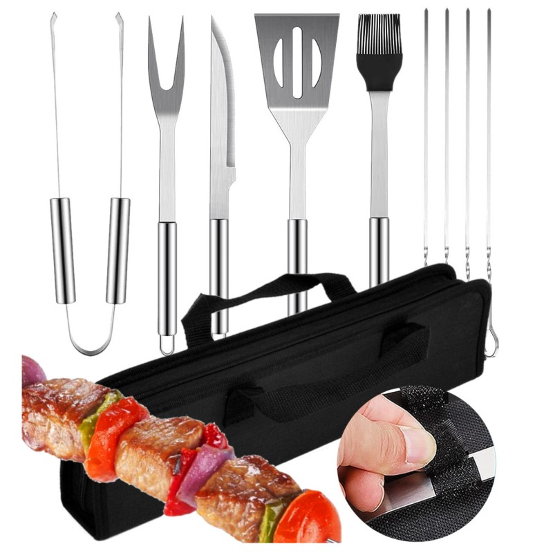 nerūdijančio plieno kepimo indų rinkinys praktiškame užtrauktuku užsegamame dėkle