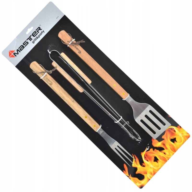 3 kepsninės reikmenų rinkinys, medinės rankenos