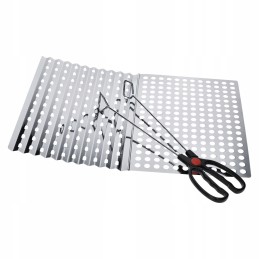 Perforuotas padėklas su grilio žnyplėmis