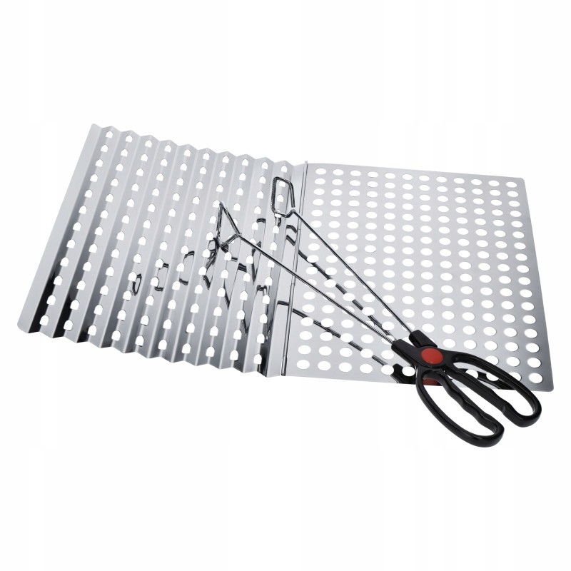 Perforuotas padėklas su grilio žnyplėmis