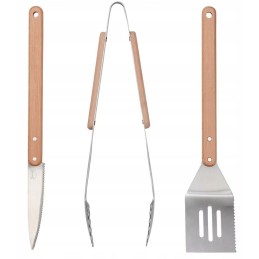 Ikea 3 dalių grilio rinkinys, buko masyvo rankena
