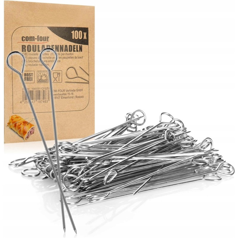 100x mėsos iešmelių vyniotinių vyniotinių adatų nerūdijančio plieno iešmelių rinkinys