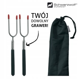 Schwarzwolf grilio šakutės su graviravimu / laužo šakutė su pavadinimu / laužo lazda