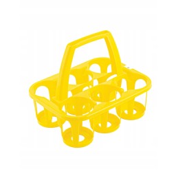 Geltona kaladėlė stiklainiams transportuoti.