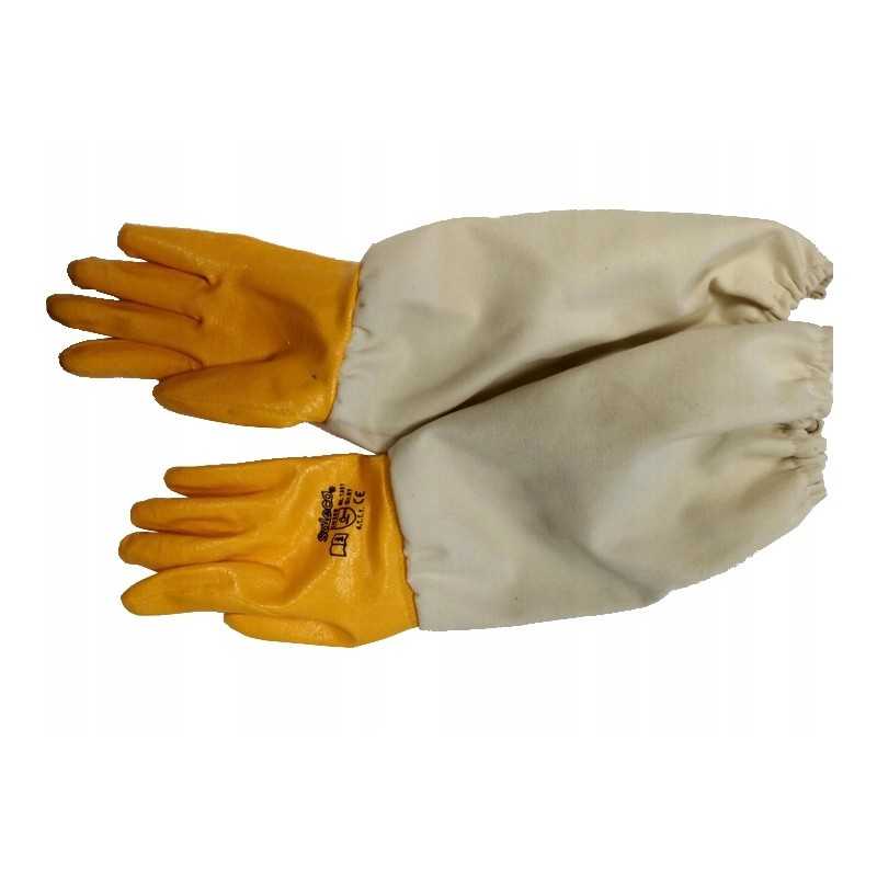 nitrilinės bitininkystės pirštinės, apsauginės su drobe, 9 dydis