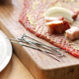 100x mėsos iešmelių vyniotinių vyniotinių adatų nerūdijančio plieno iešmelių rinkinys