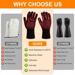 Apsauginės pirštinės kepsninės pirštinės karščiui atsparios 800°C x2