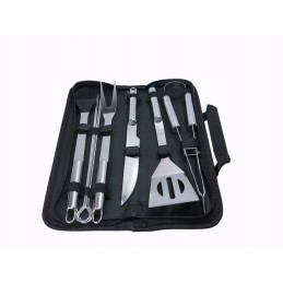 Grilio reikmenų rinkinys, nerūdijančio plieno dėklas
